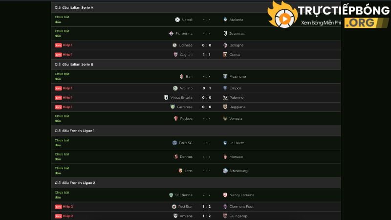 Ưu điểm bảng tỷ số trực tiếp trên tructiepbong.org